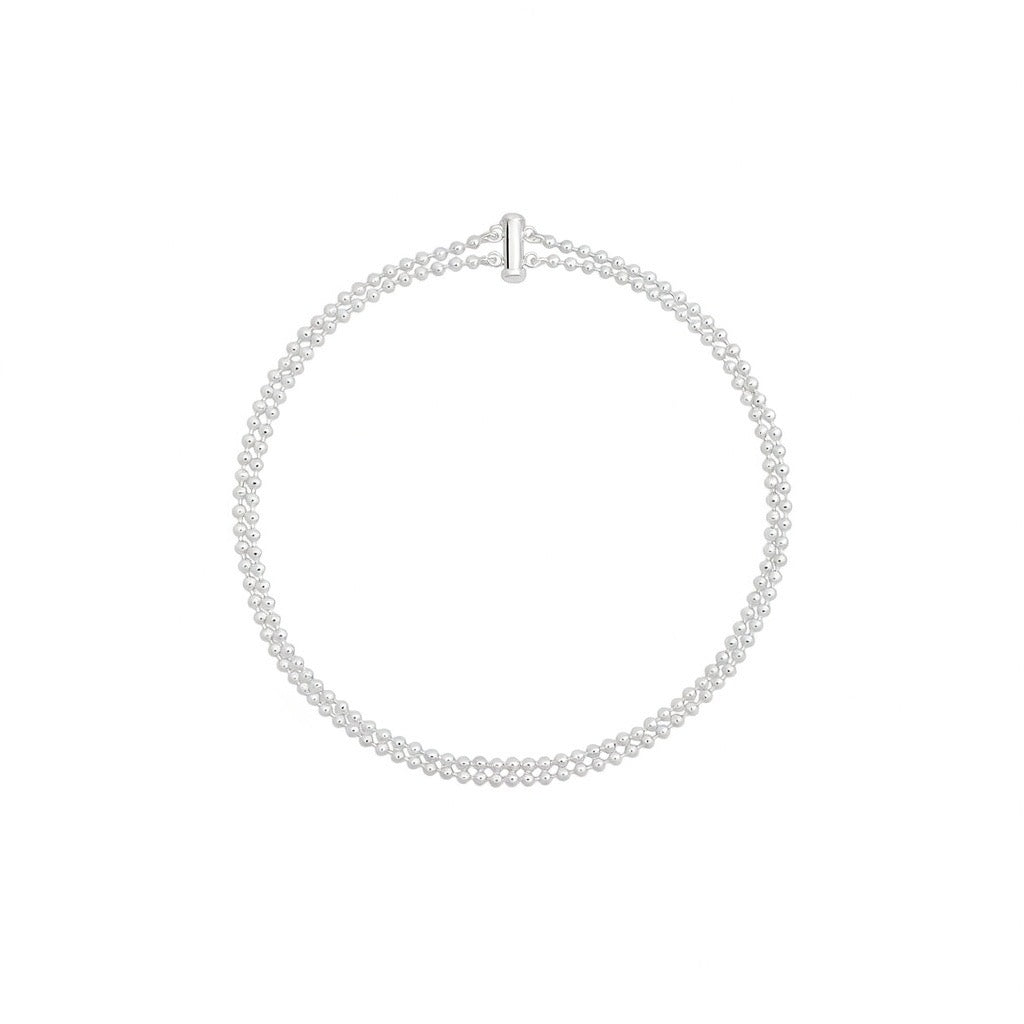 VXC 925 3MM TWO-LAYER BALL CHAIN  NECKLACE