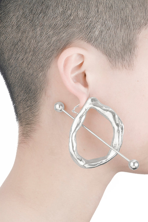 BIG IRREGULAR CIRCLE SINGLE EARRING