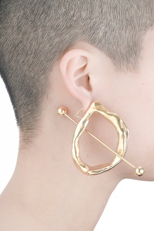 BIG IRREGULAR CIRCLE SINGLE EARRING
