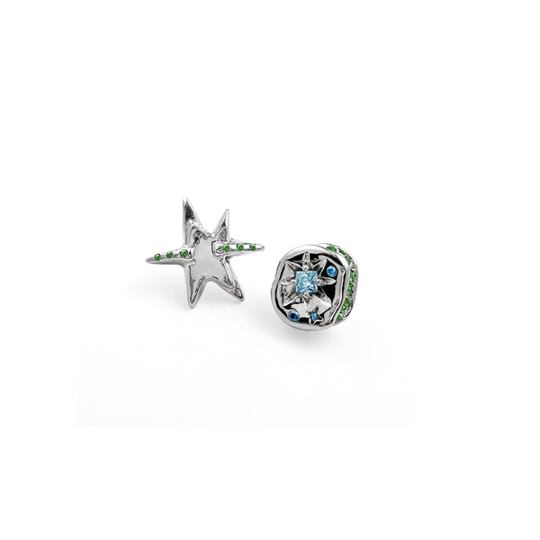 BUTTON & STAR STUD EARRINGS