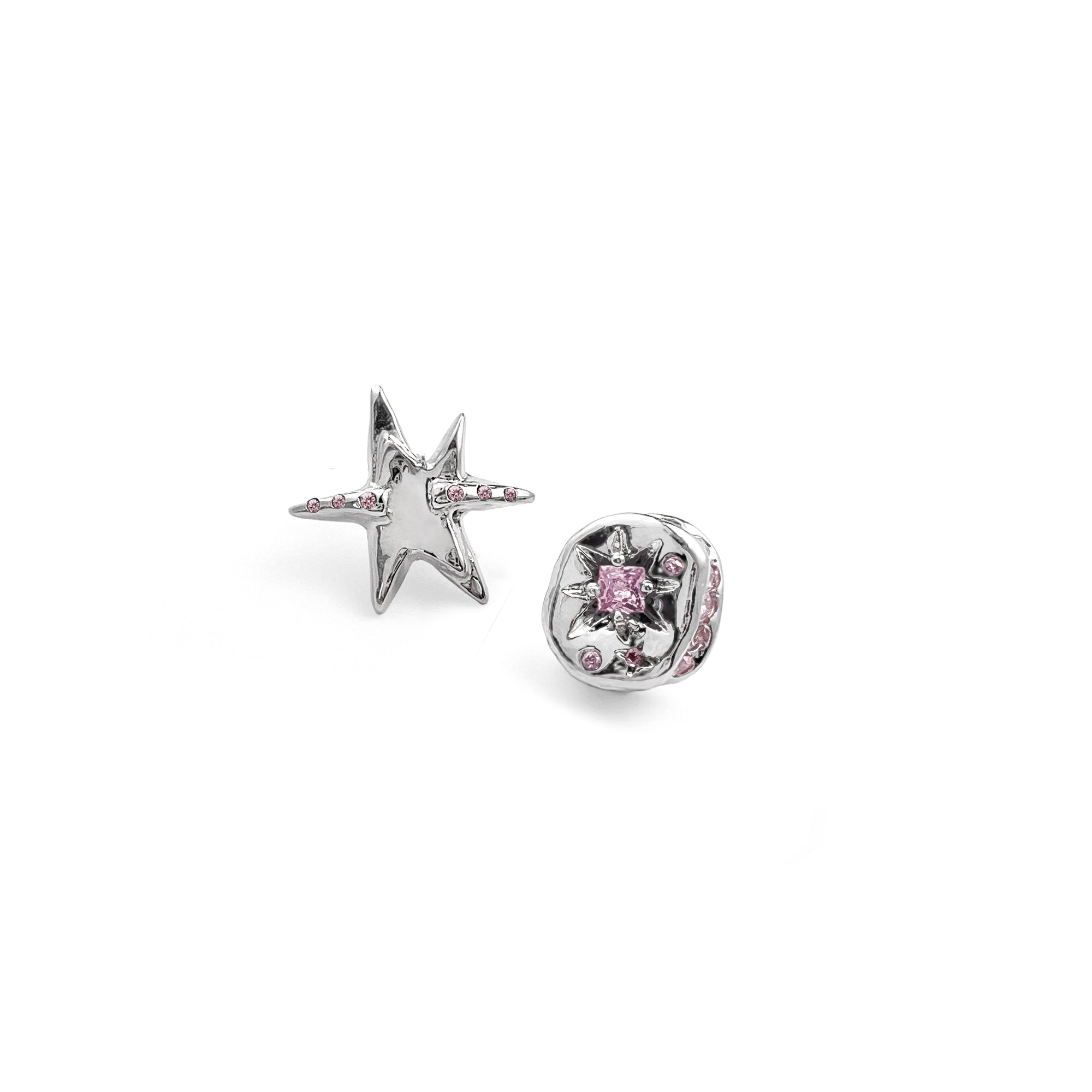 BUTTON & STAR STUD EARRINGS
