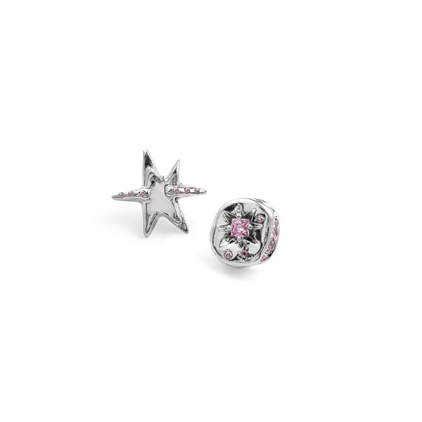 BUTTON & STAR STUD EARRINGS