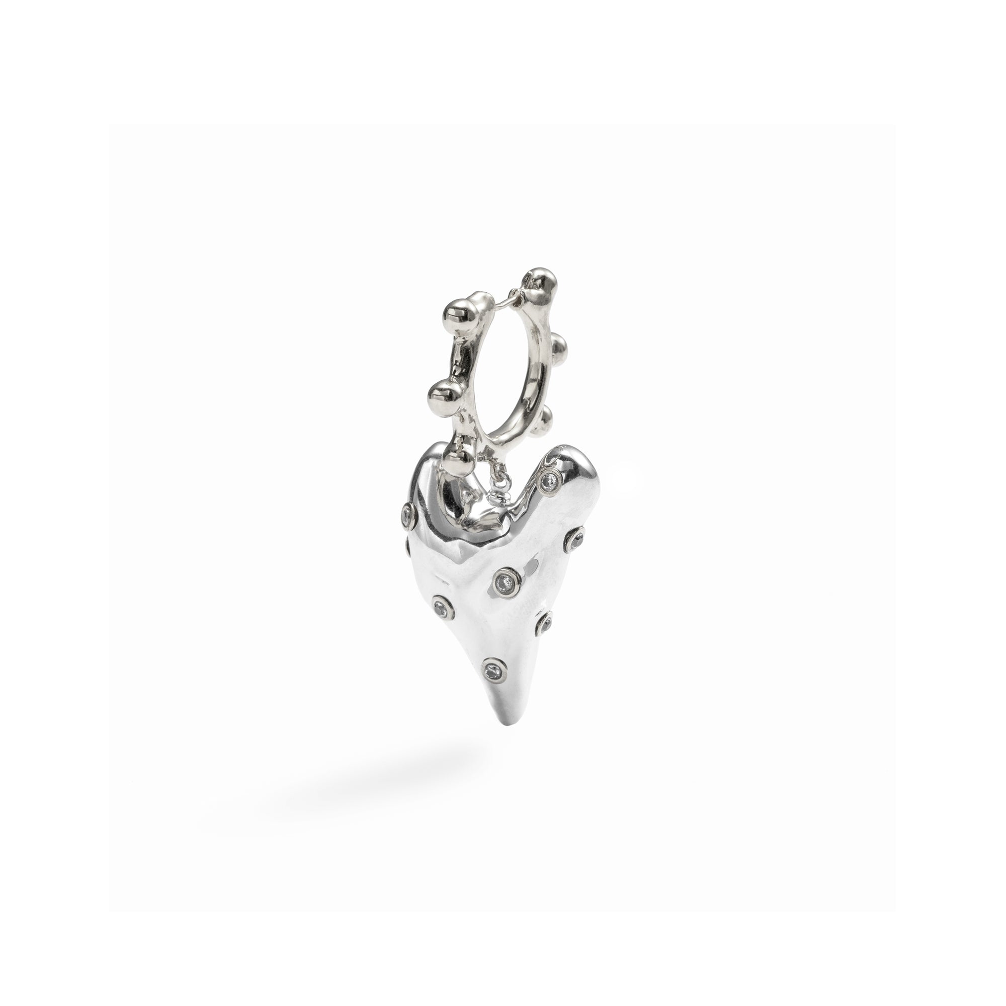 PIERCED HEART SINGLE EARRING WITH CRYSTALS