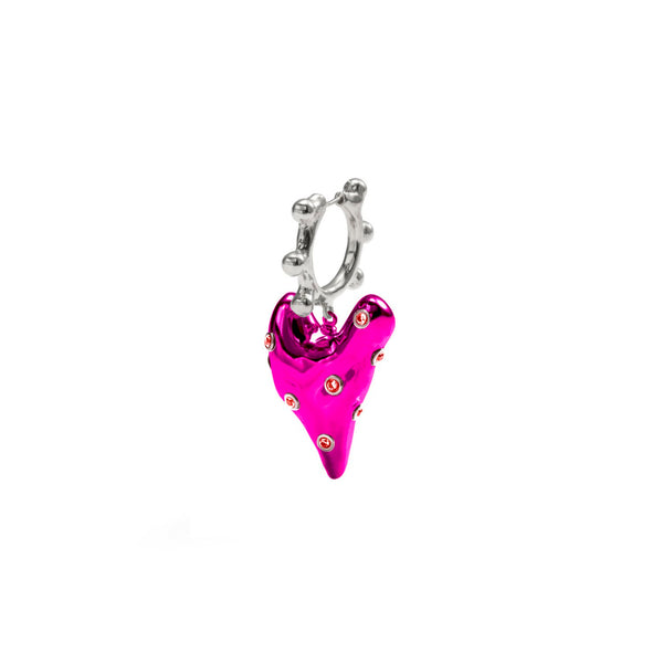 PIERCED HEART SINGLE EARRING WITH CRYSTALS