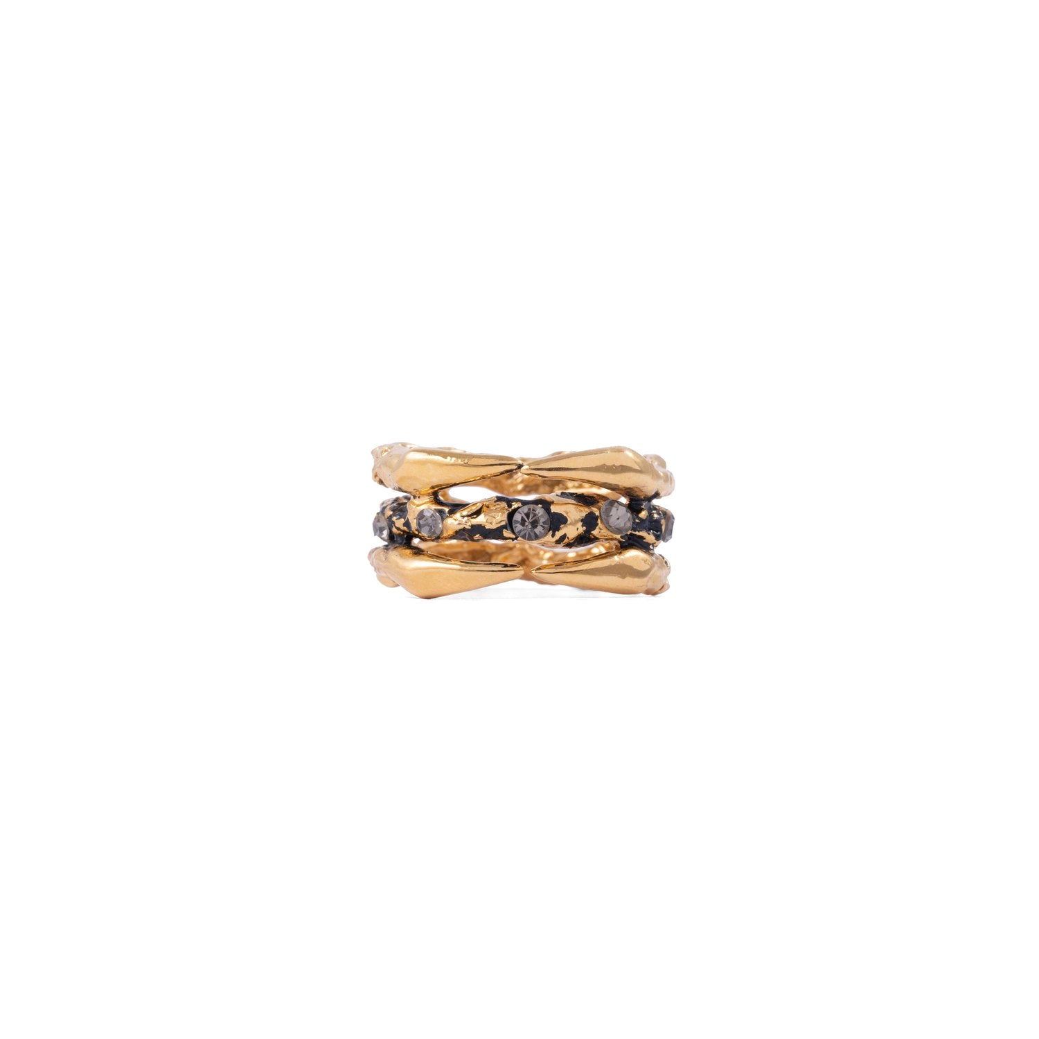 THREE-LAYER CLAW RING WITH CRYSTALS