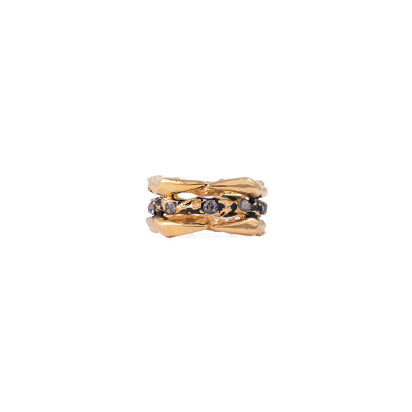 THREE-LAYER CLAW RING WITH CRYSTALS