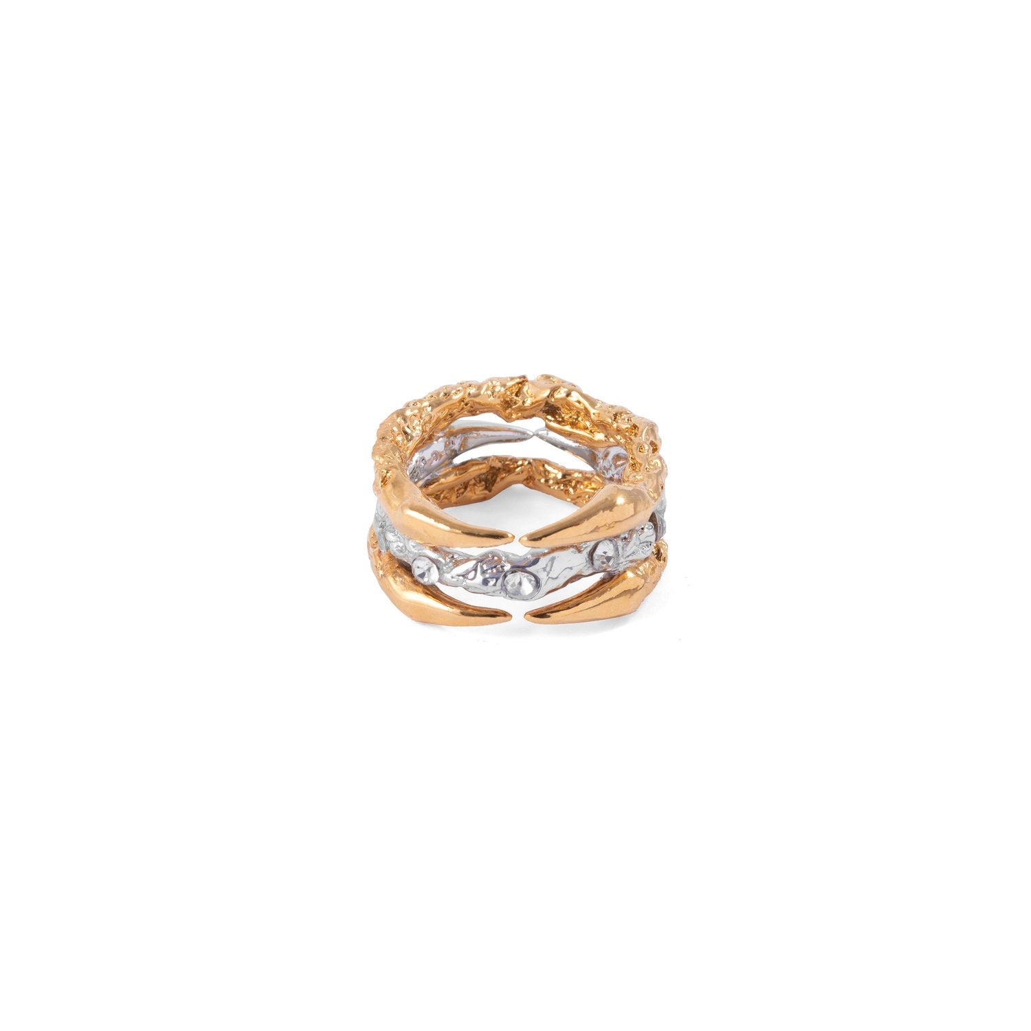 THREE-LAYER CLAW RING WITH CRYSTALS
