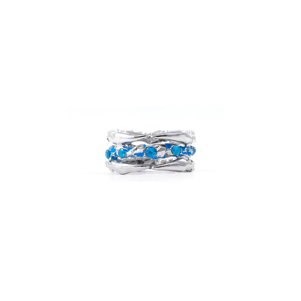THREE-LAYER CLAW RING WITH CRYSTALS
