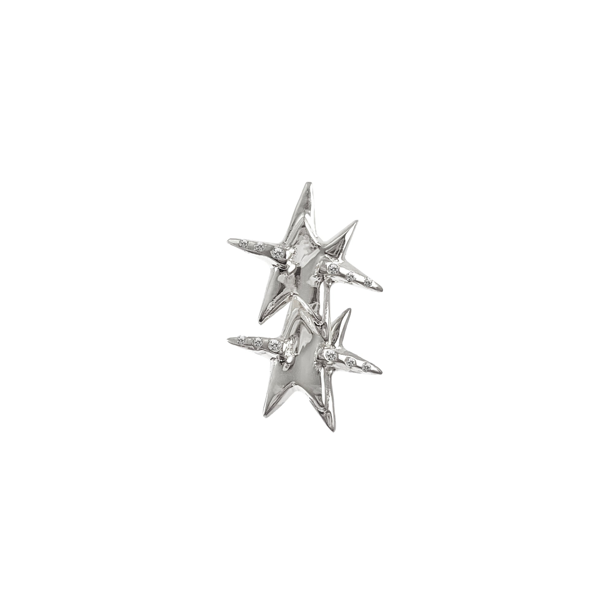 VERTICAL TWIN STAR SINGLE EARRING