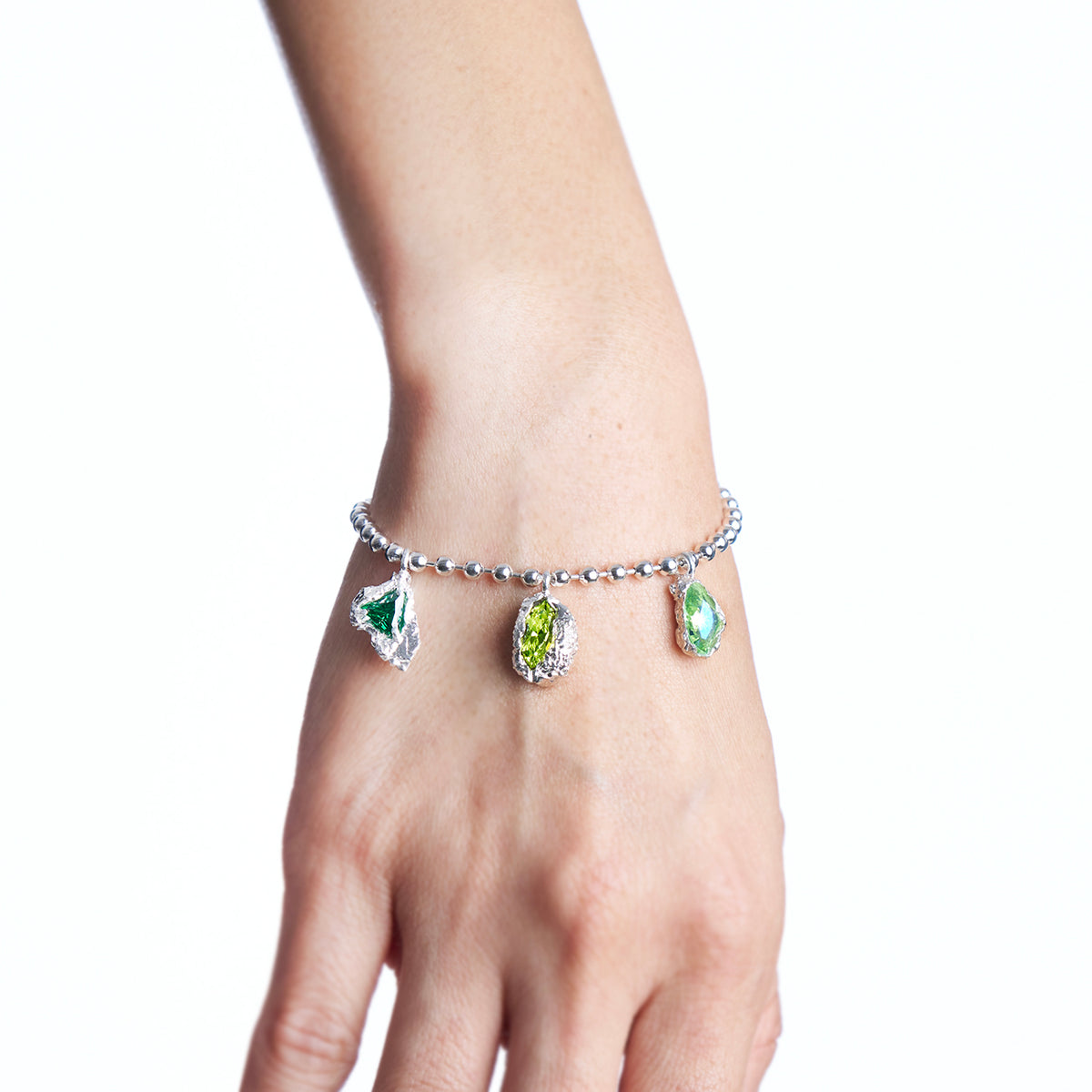 VXC 925 3MM SILVER BALL CHAIN BRACELET WITH PENDANTS