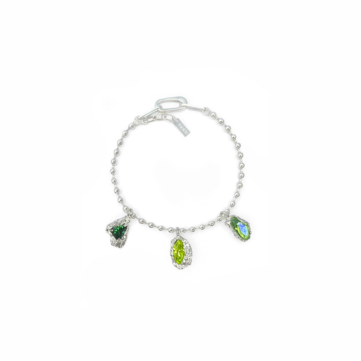 VXC 925 3MM SILVER BALL CHAIN BRACELET WITH PENDANTS