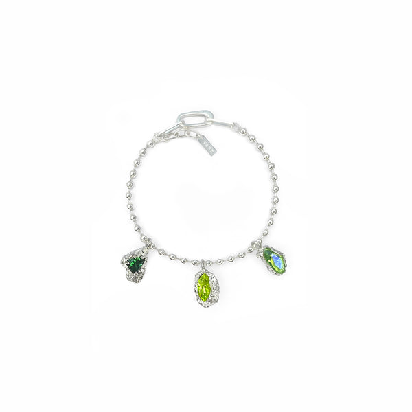 VXC 925 3MM SILVER BALL CHAIN BRACELET WITH PENDANTS