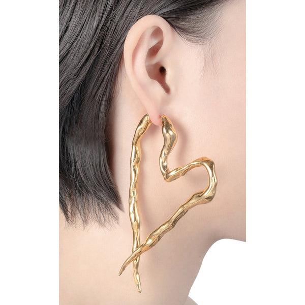 XL OUTLINE HEART SINGLE EARRING