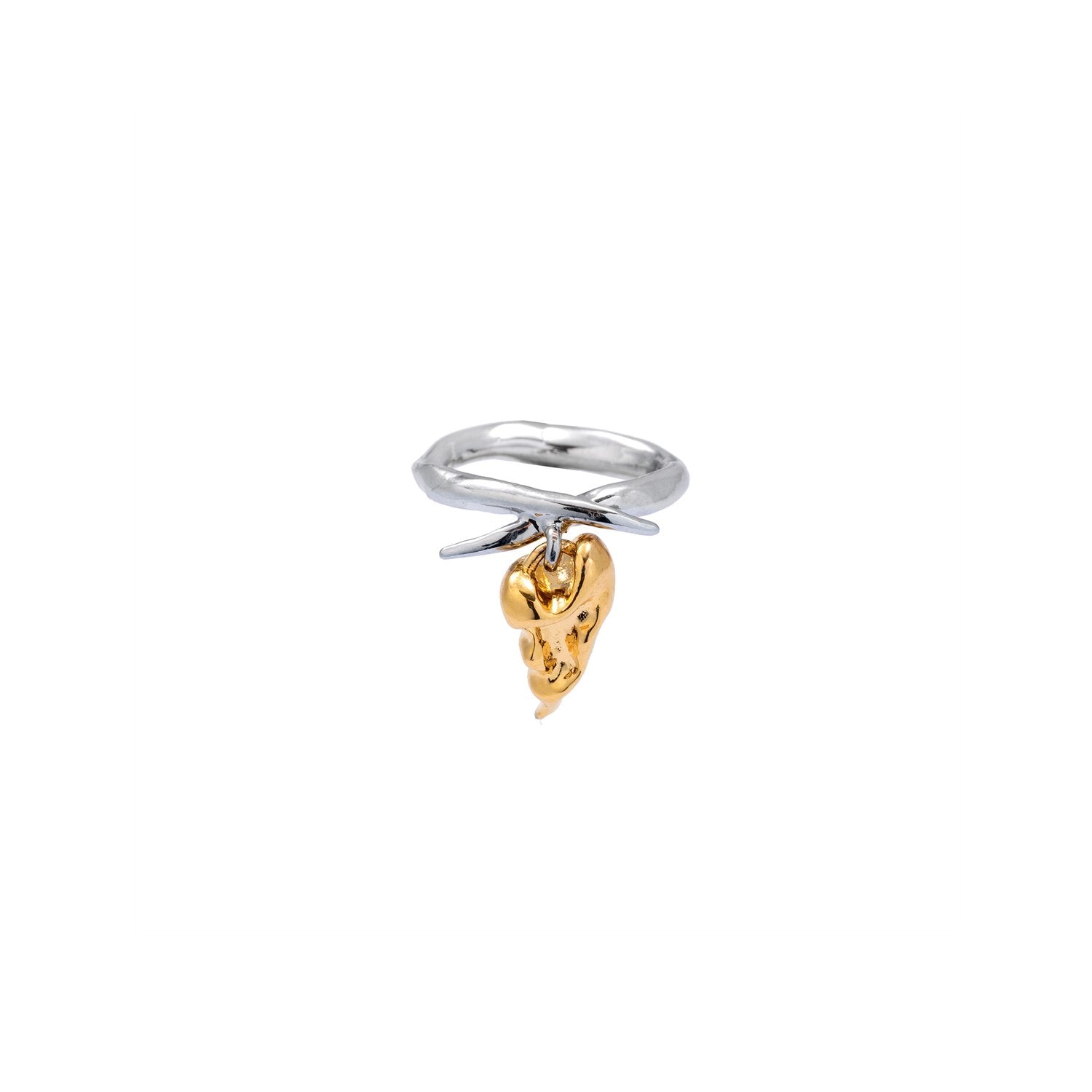 925 CROSS RING WITH DANGLE HEART