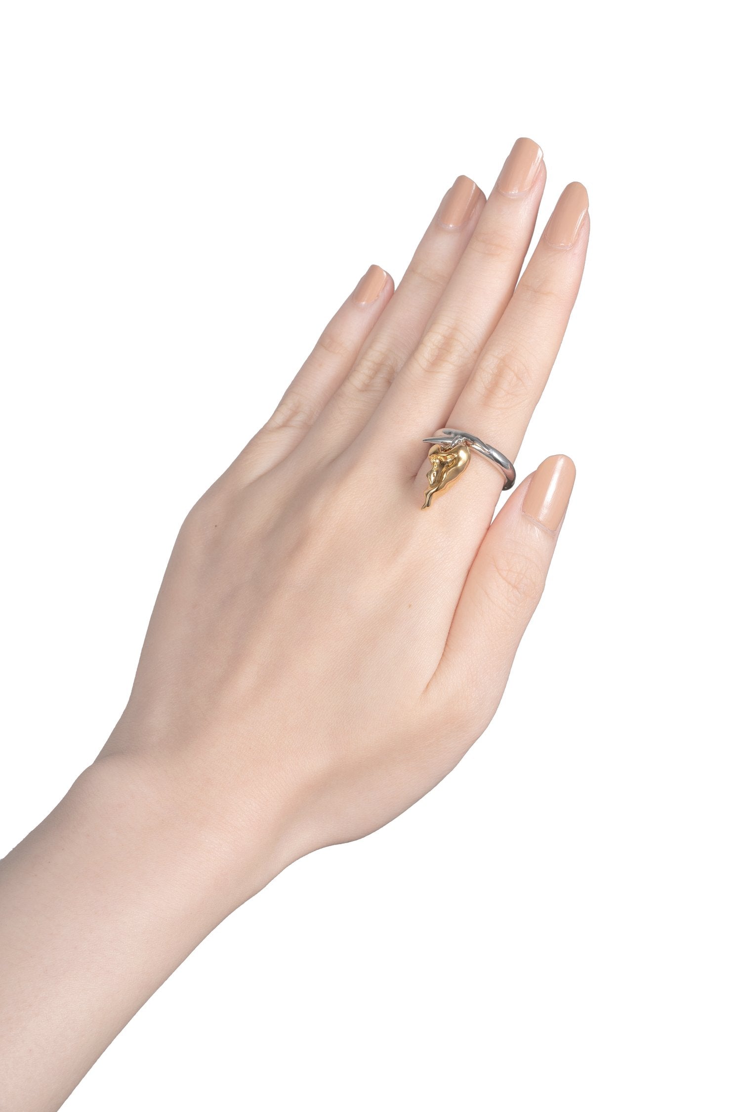 925 CROSS RING WITH DANGLE HEART